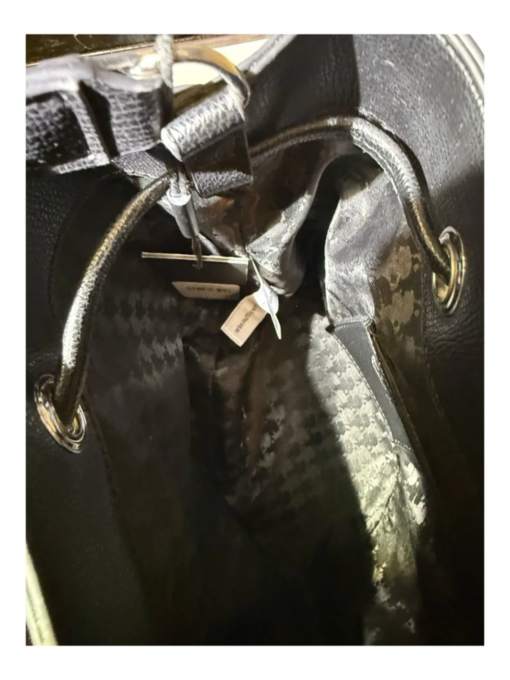 Karl Lagerfeld Black Faux Leather Bucket Bag With Drawstring. - Picture 8 of 9